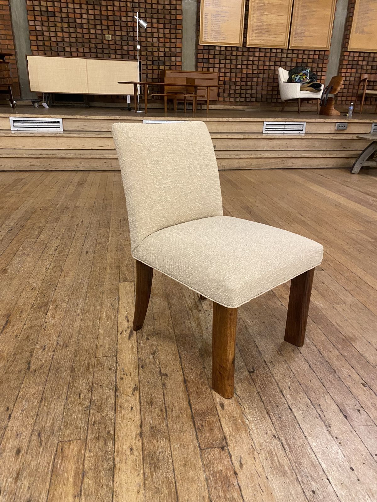 1930s Osvaldo Borsani Attributed Rosewood Side Chair Wool Boucle Italy Art Deco Seat Armchair Restored And Upholstered photo 1180.0