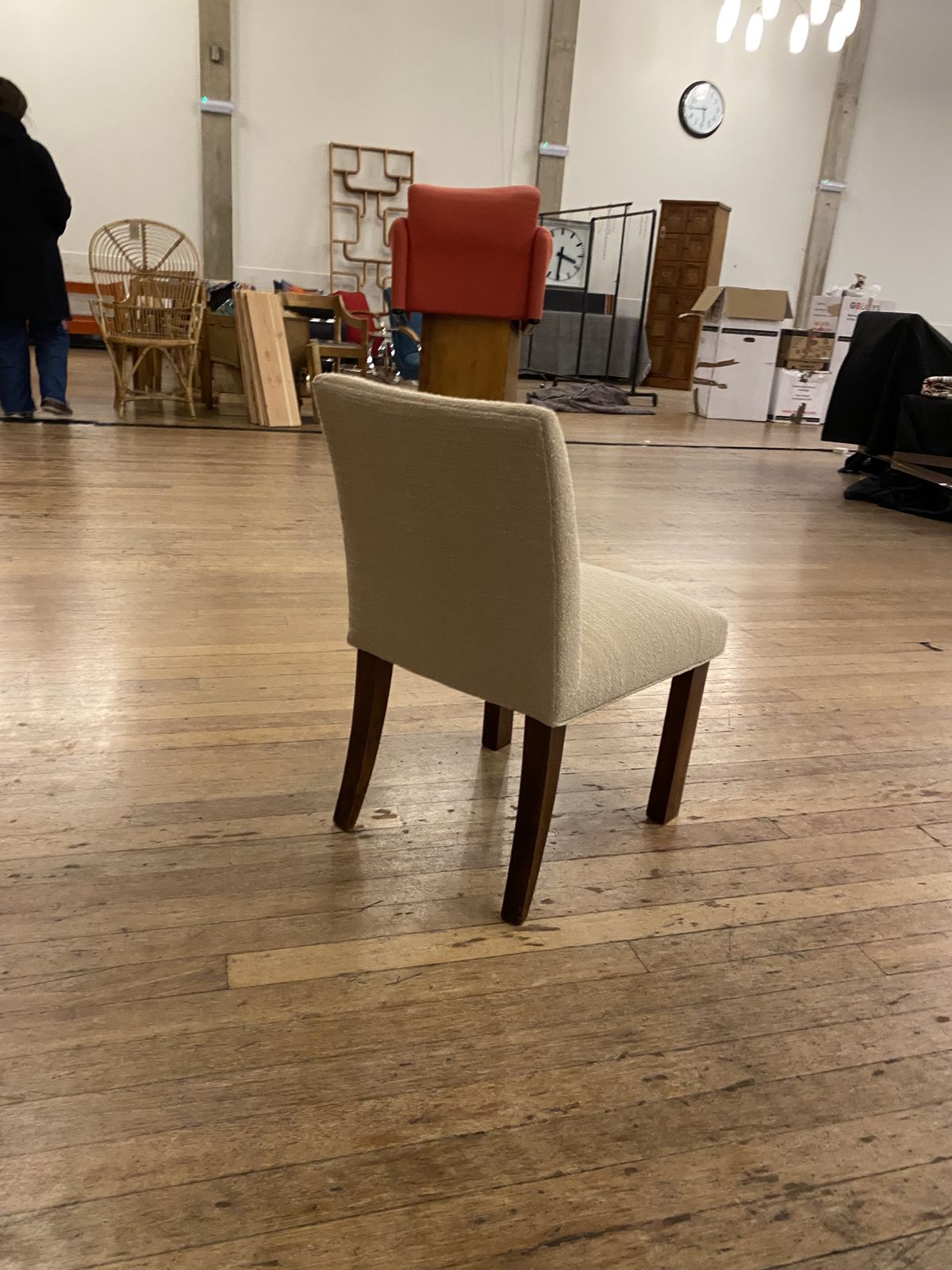 photo for sale 1930s Osvaldo Borsani Attributed Rosewood Side Chair Wool Boucle Italy Art Deco Seat Armchair Restored And Upholstered
