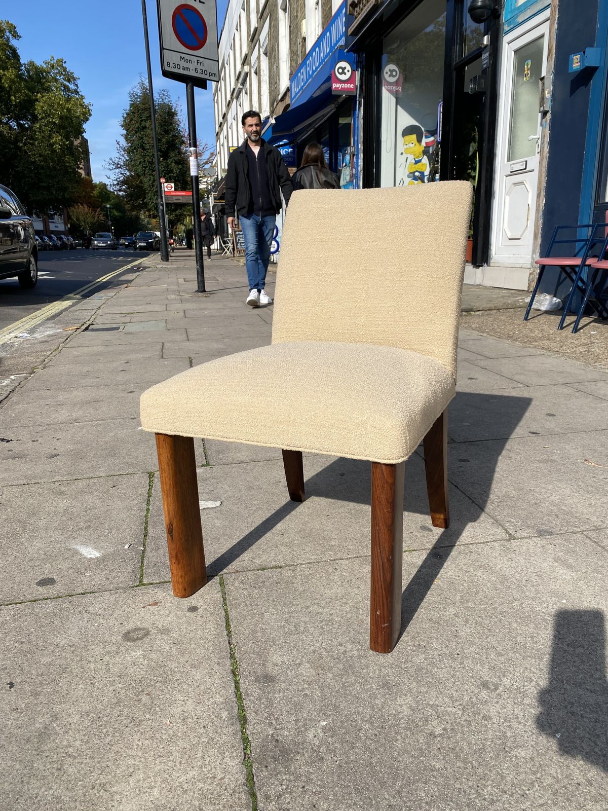 photo vintage 1930s Osvaldo Borsani Attributed Rosewood Side Chair Wool Boucle Italy Art Deco Seat Armchair Restored And Upholstered