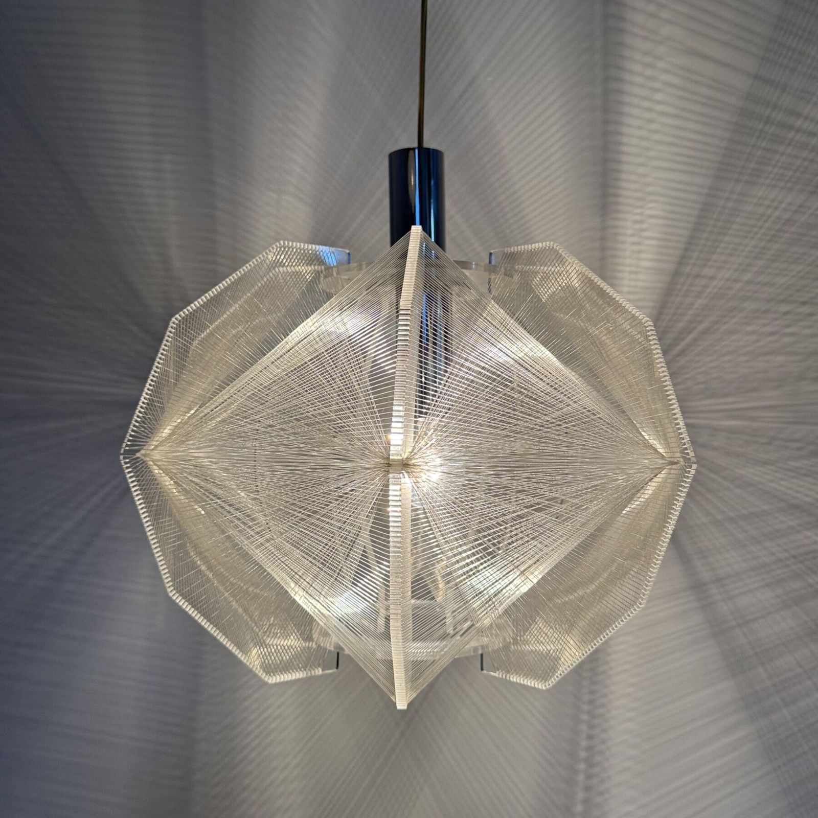 Paul Secon For Sompex Clear Wire Hanging Lamp , 1970s Germany photo furniture