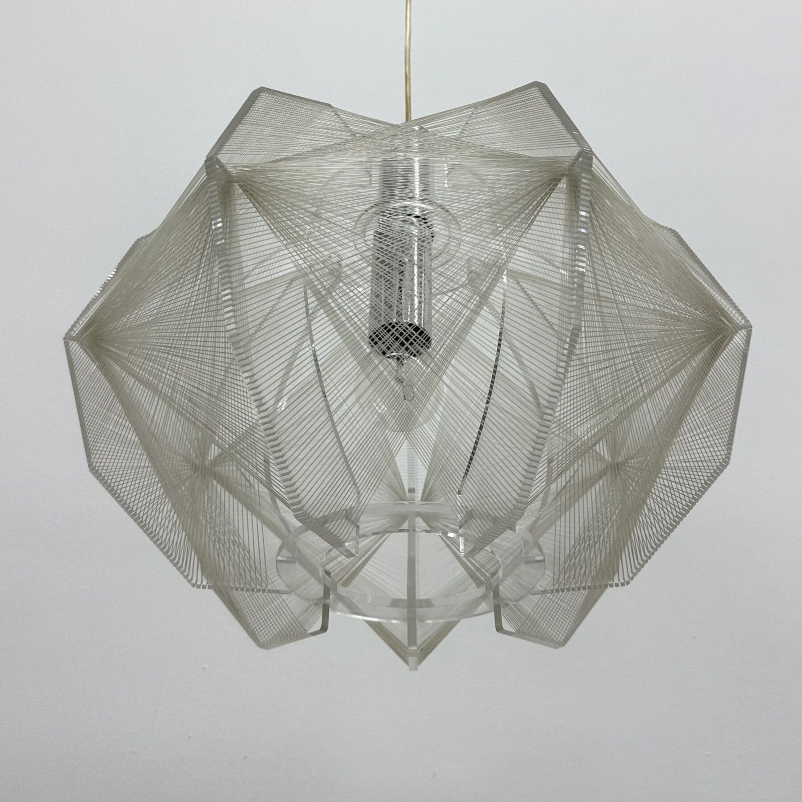 Paul Secon For Sompex Clear Wire Hanging Lamp , 1970s Germany photo for sale