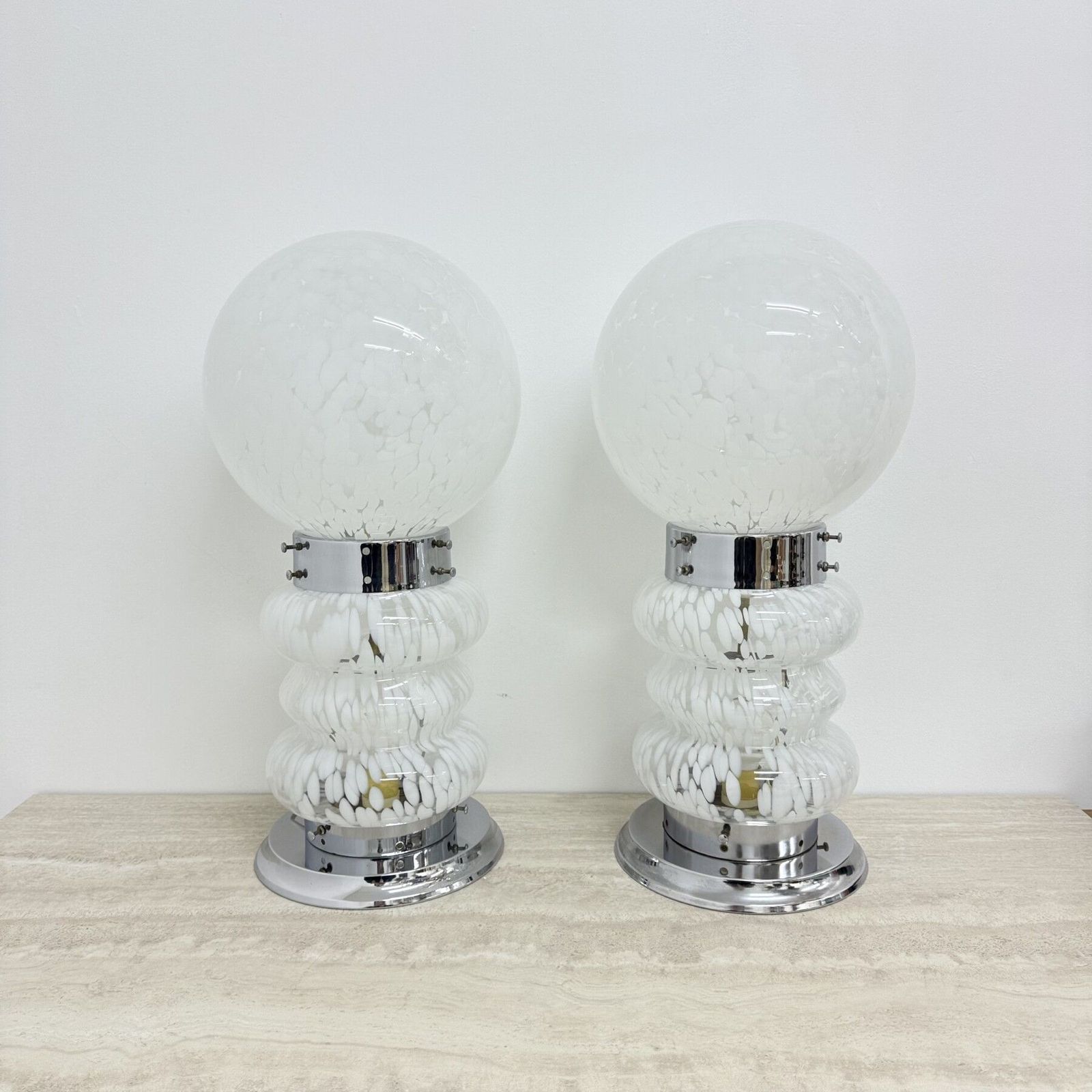 Paar Mid Century Design Mazzega Carlo Nason Glazen Tafellamp / Vloerlamp, Jaren 1970 photo 2421.0