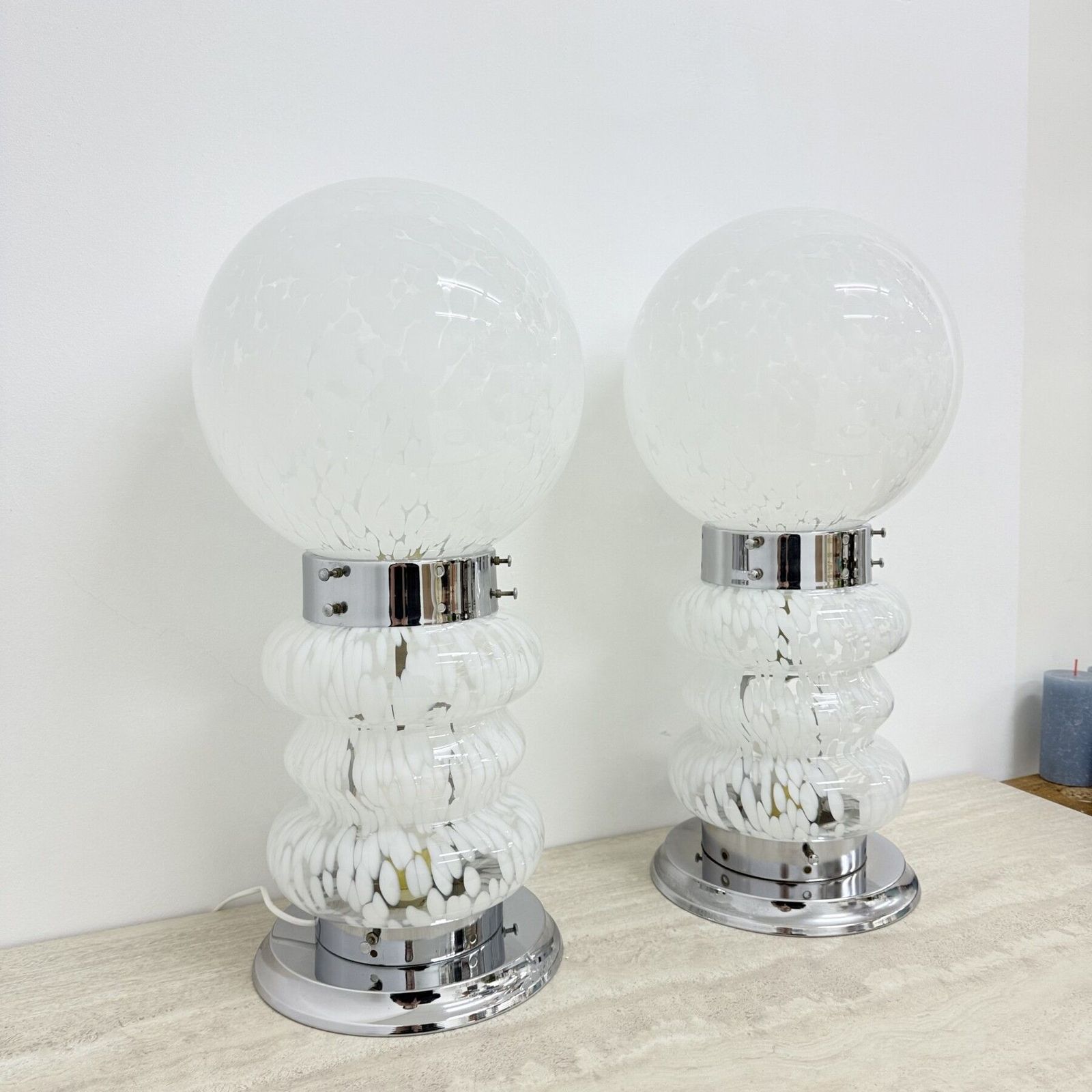Paar Mid Century Design Mazzega Carlo Nason Glazen Tafellamp / Vloerlamp, Jaren 1970 photo buy