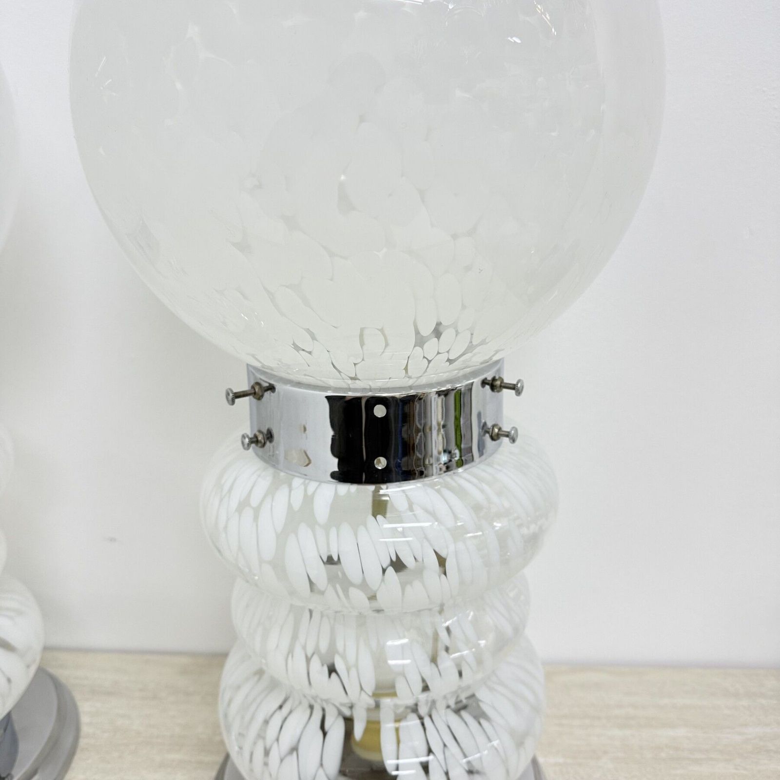 Verlichting Paar Mid Century Design Mazzega Carlo Nason Glazen Tafellamp / Vloerlamp, Jaren 1970 photo