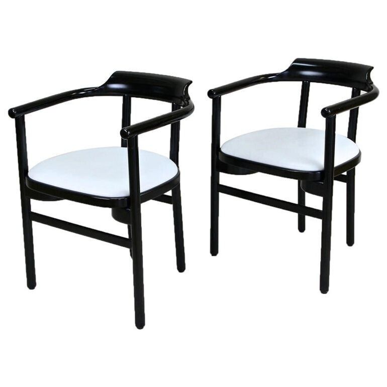 20th Century Contemporary Thonet Armchairs   White Leather Upholstery, At 1980s photo furniture