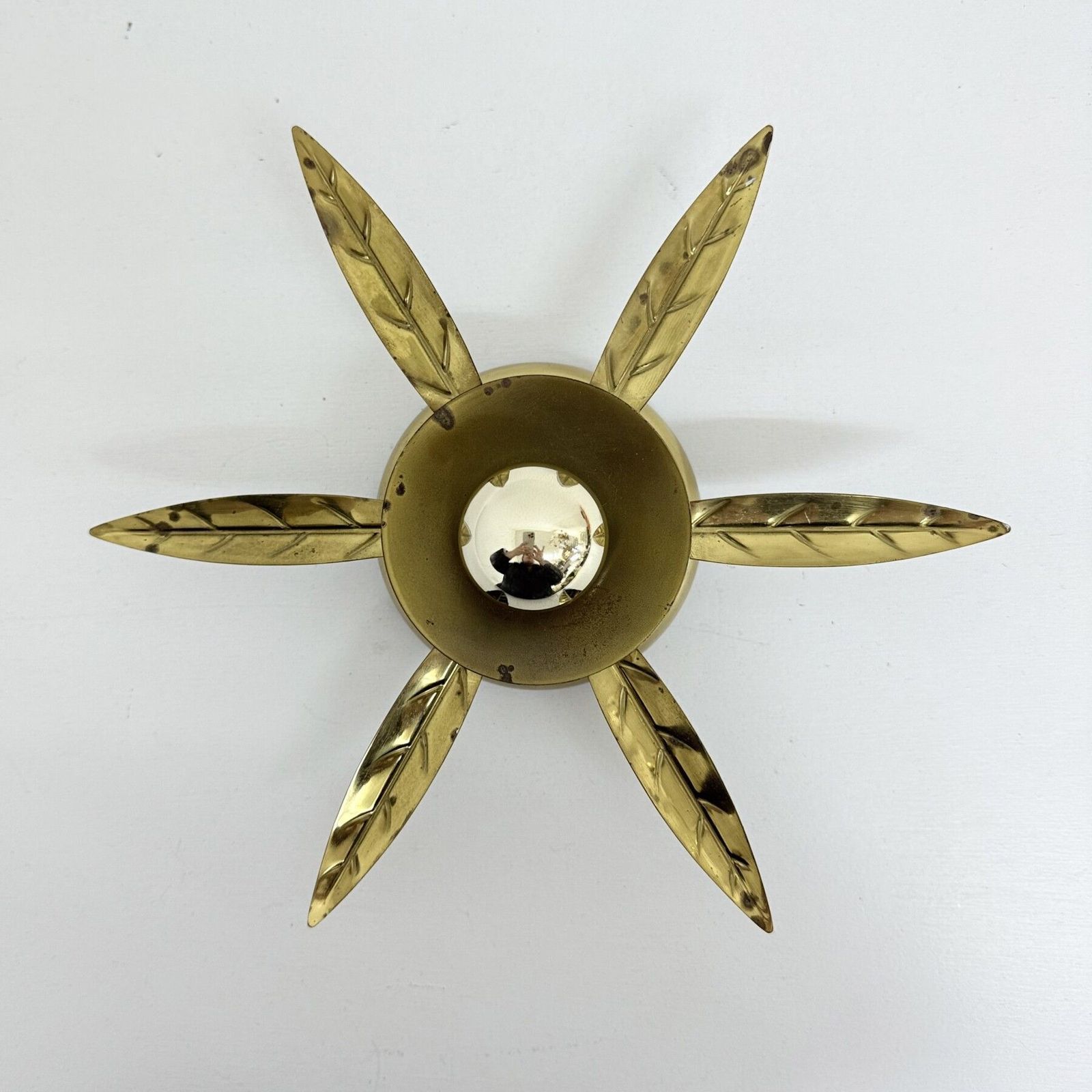 Mid Century Wandlamp Messing Bloem, Ca. Jaren 1950