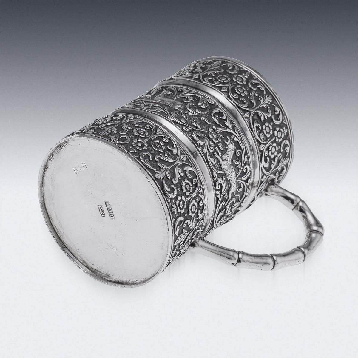 Antique Silver Mug By Oomersi Mawji, Kutch, Floral Repoussé, 1890 photo buy