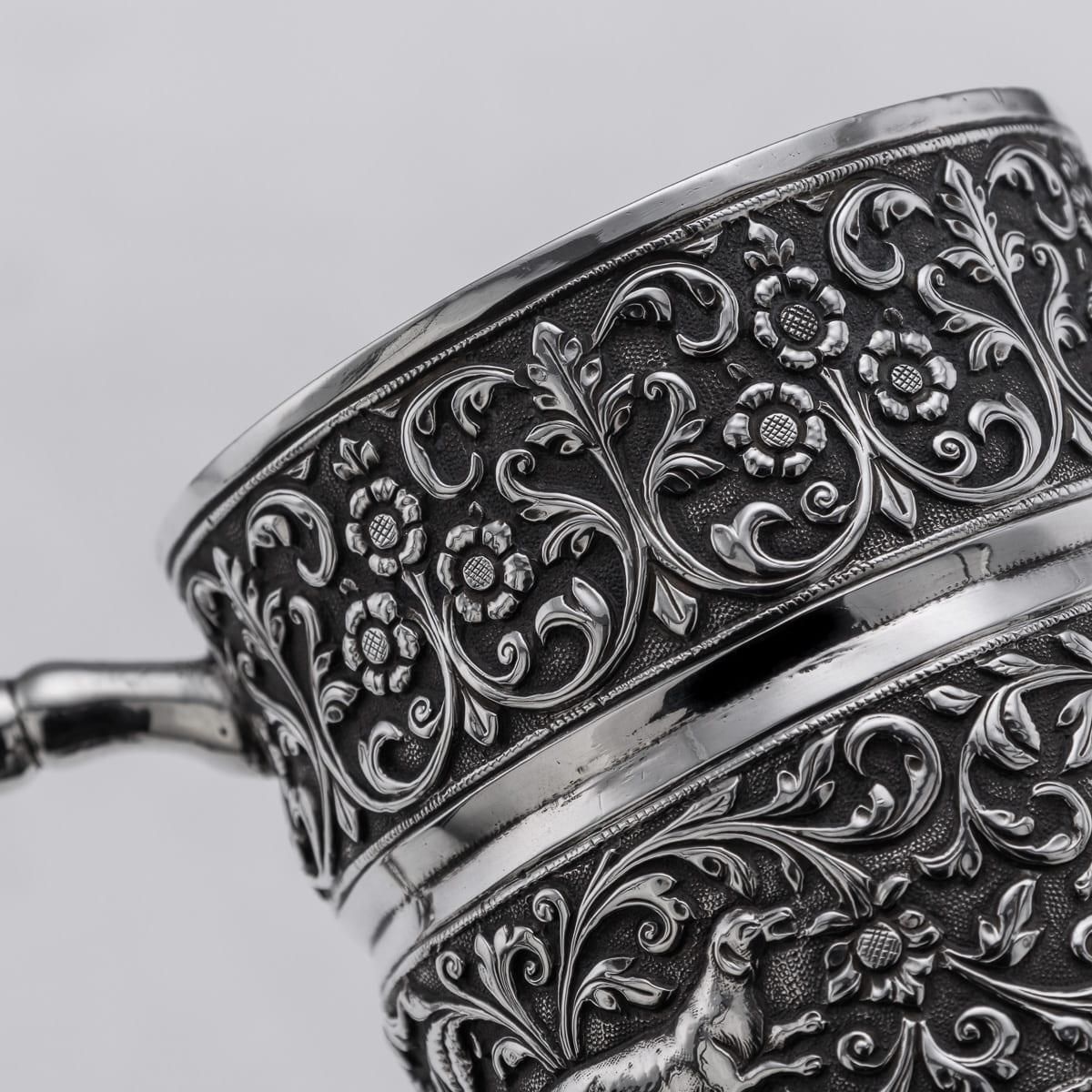 Home Decor Antique Silver Mug By Oomersi Mawji, Kutch, Floral Repoussé, 1890 photo