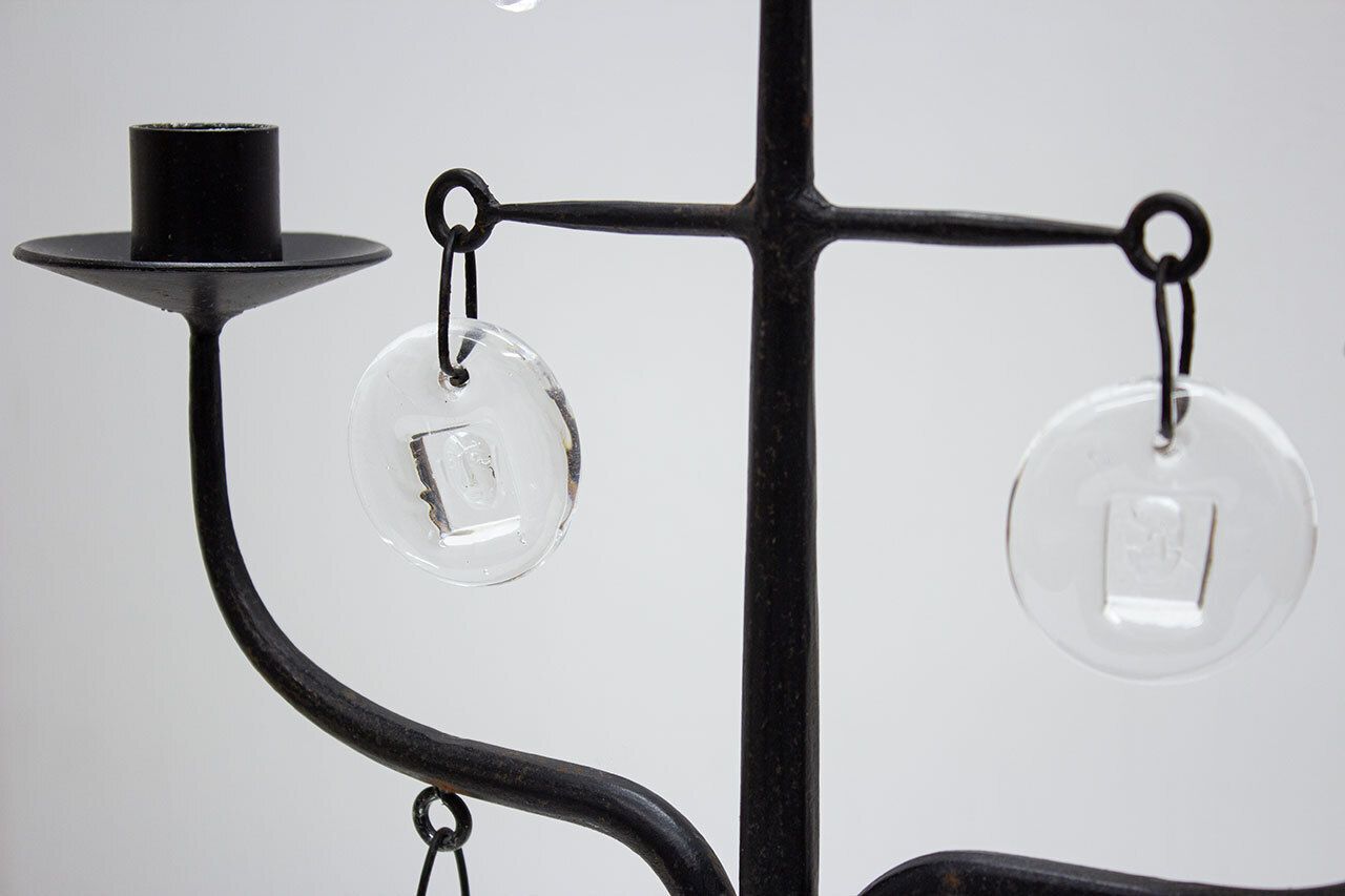 Wrought Iron & Glass Candelabra By Erik Höglund, Sweden, 1960s photo vinterior