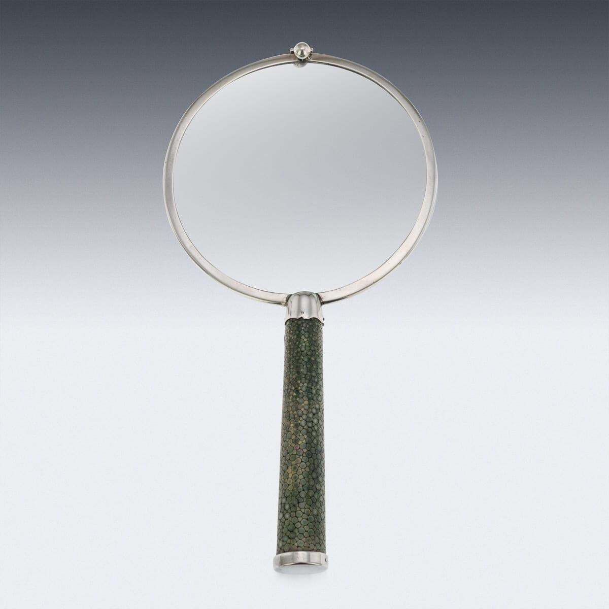 Antique 20th Century English Solid Silver & Shagreen Magnifying Glass C.1911 photo Home Decor