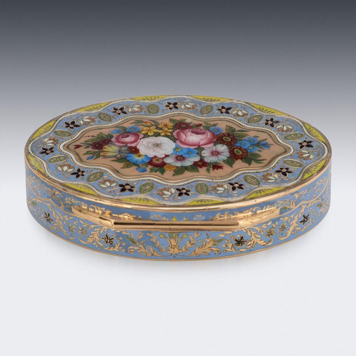 Antique 19th Century Swiss 18k Solid Gold & Enamel Snuff Box, Geneva C.1830 photo buy