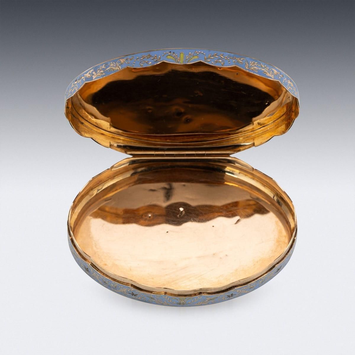 Home Decor Antique 19th Century Swiss 18k Solid Gold & Enamel Snuff Box, Geneva C.1830 photo