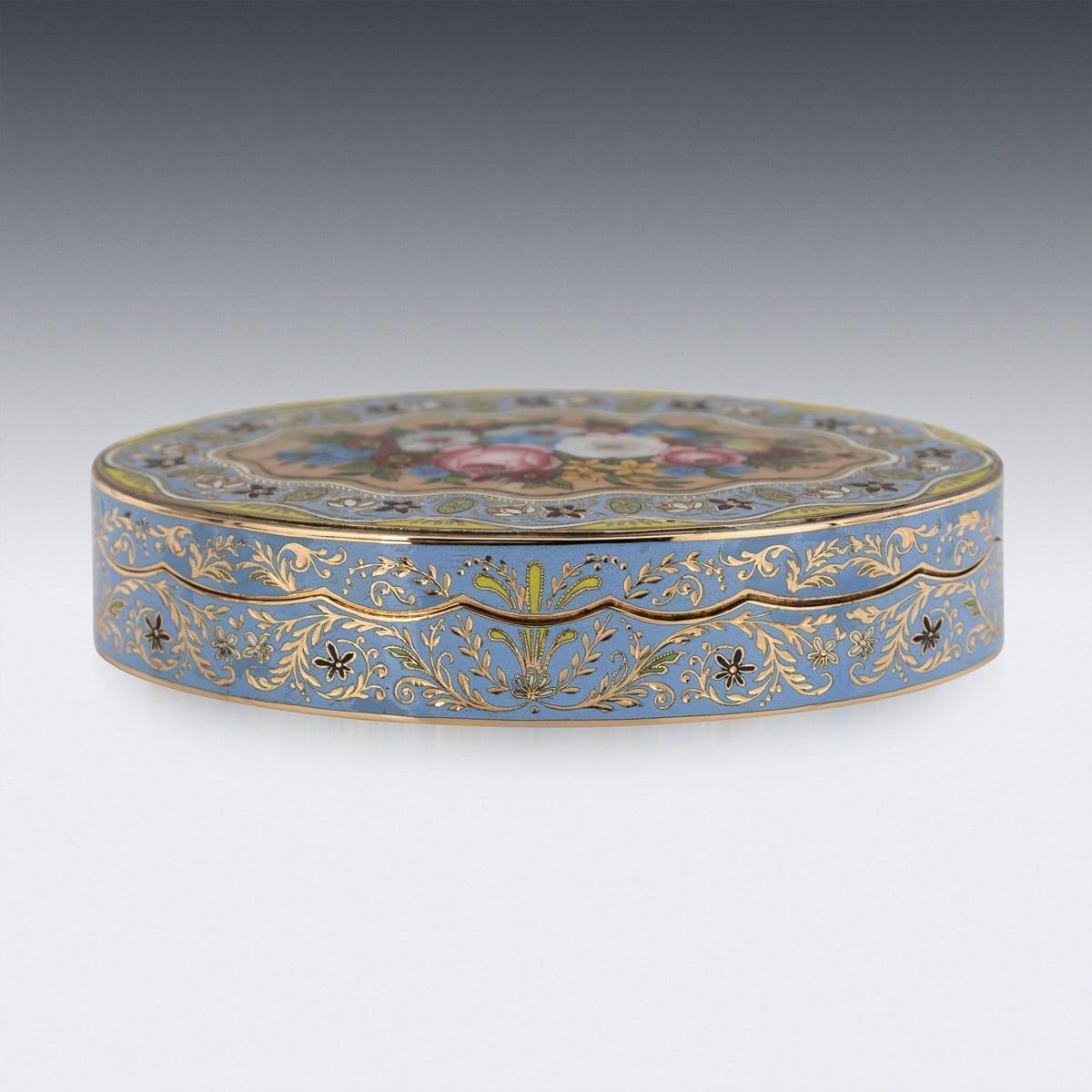 photo vinterior Antique 19th Century Swiss 18k Solid Gold & Enamel Snuff Box, Geneva C.1830