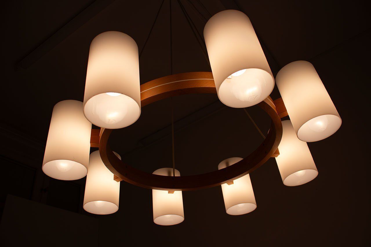 Large Chandelier By Uno And östen Kristiansson For Luxus, 1960s photo vintage