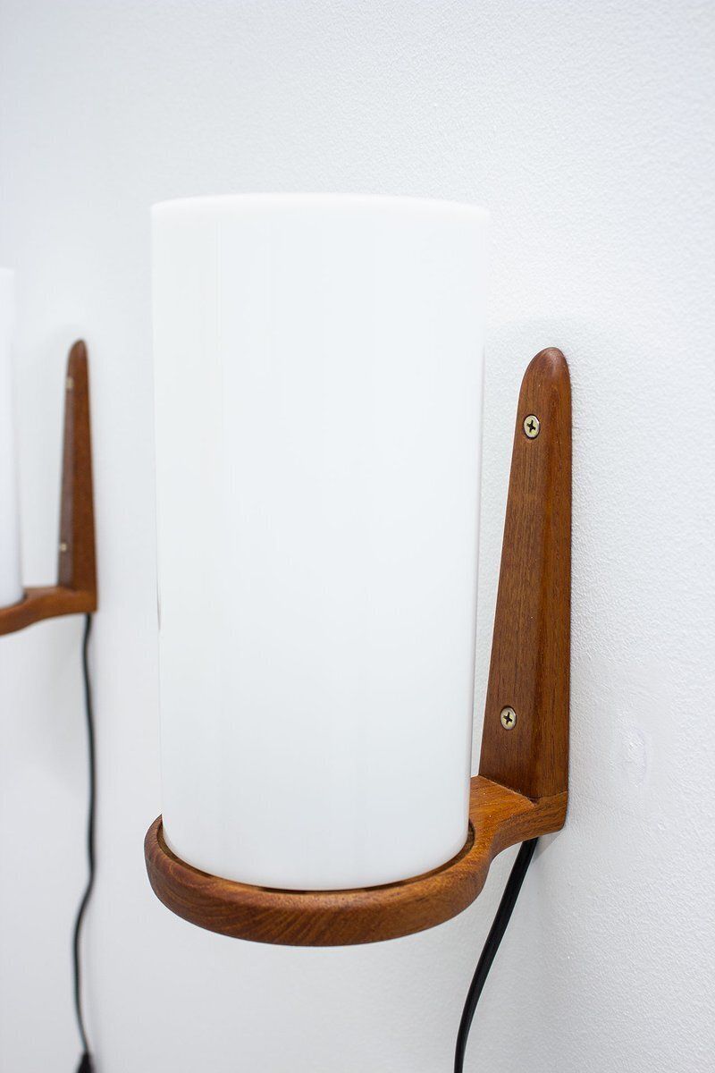 Teak & Acrylic Wall Lamps By Luxus, 1960s, Set Of 2 photo Lighting