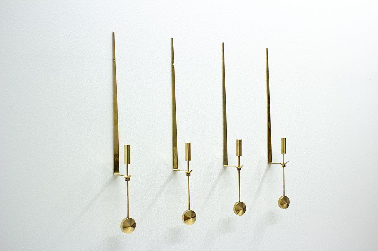 Swedish Wall Candlesticks By Pierre Forssell For Skultuna, 1970s, Set Of 4