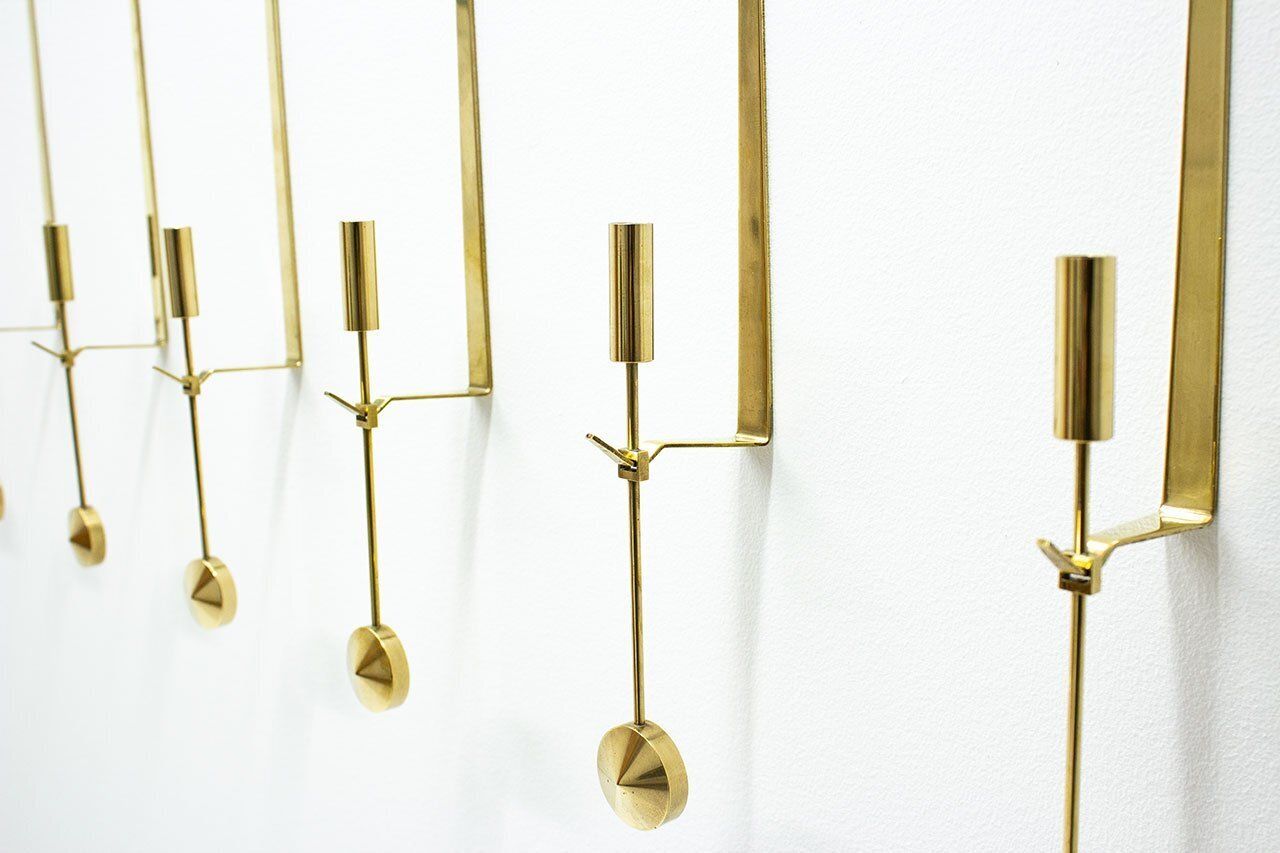 Swedish Brass Candle Sconces By Pierre Forssell For Skultuna, 1970s, Set Of 10 photo vinterior