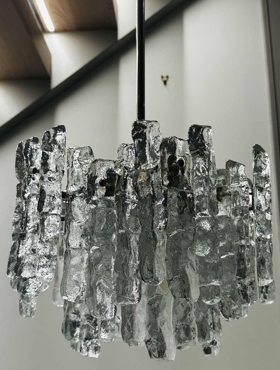 photo buy 1960s Vintage Austrian Kalmar Franken Ag Two Tiered Iced Murano Glass Chandelier