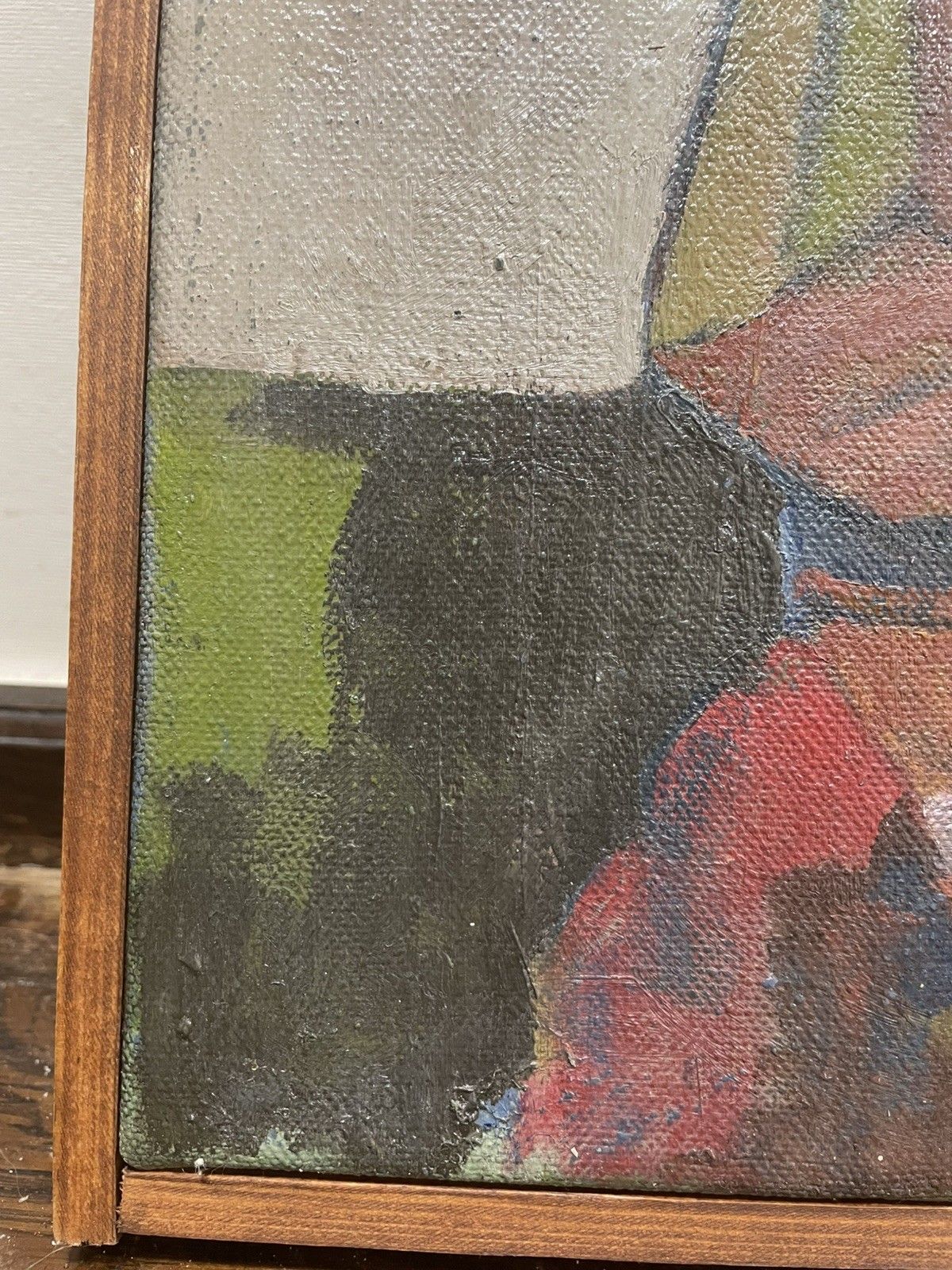 photo buy Mid Century Vintage Cubist/Fauvism Oil Painting Woman With Cat Portrait Canvas