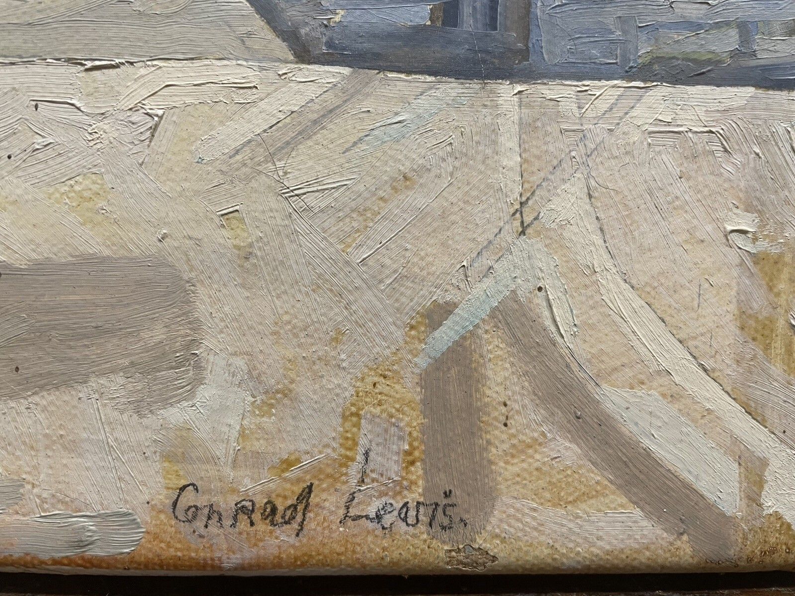 Conrad Lewis Oil Painting On Canvas Mid Century Landscape English School photo for sale