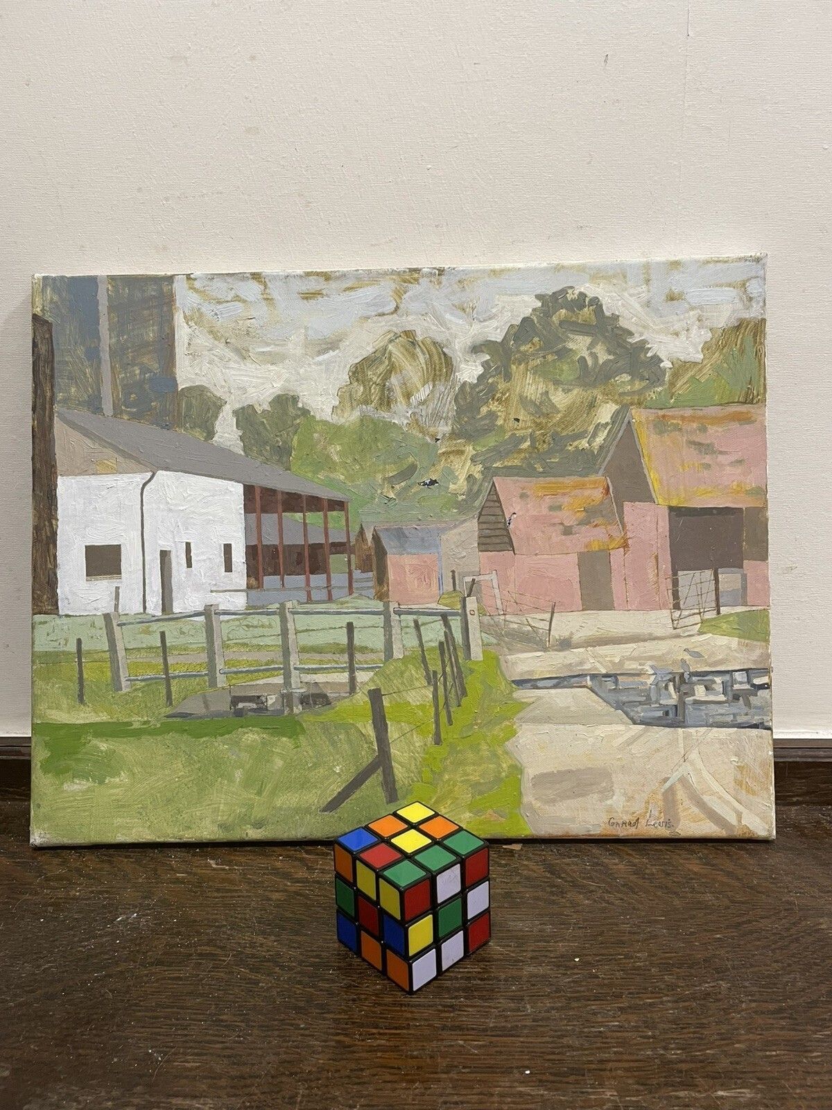 Conrad Lewis Oil Painting On Canvas Mid Century Landscape English School photo vinterior