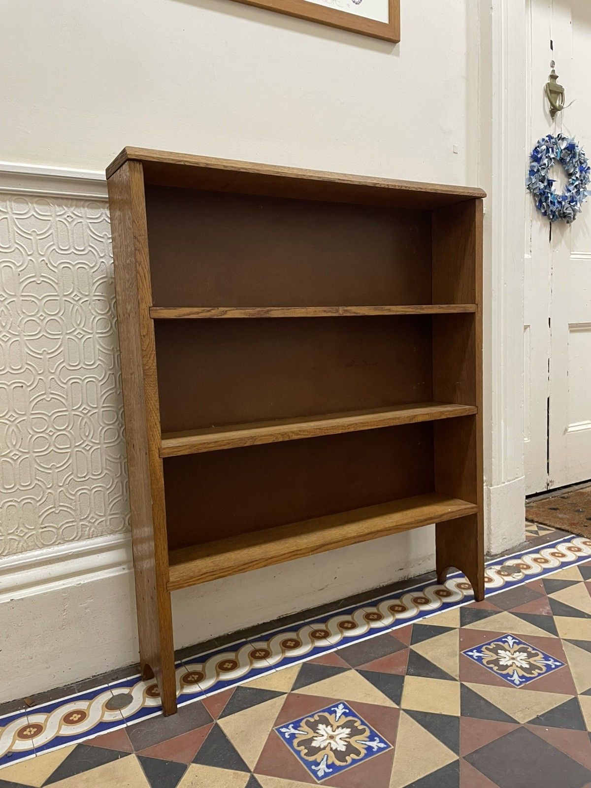 Furniture Antique 1930s/40s Arts And Crafts Oak Book Case With Bracket Feet photo