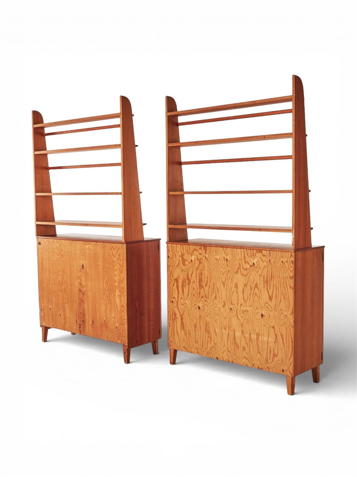 Carl Malmsten Mid Century Pine Bookcases With Cabinets, Pair, Sweden, 20th Century photo vintage