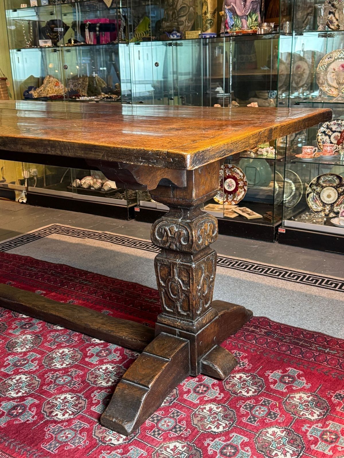 Antique Plank Top Oak Refectory Table In Elizabethan Style photo 1350.0