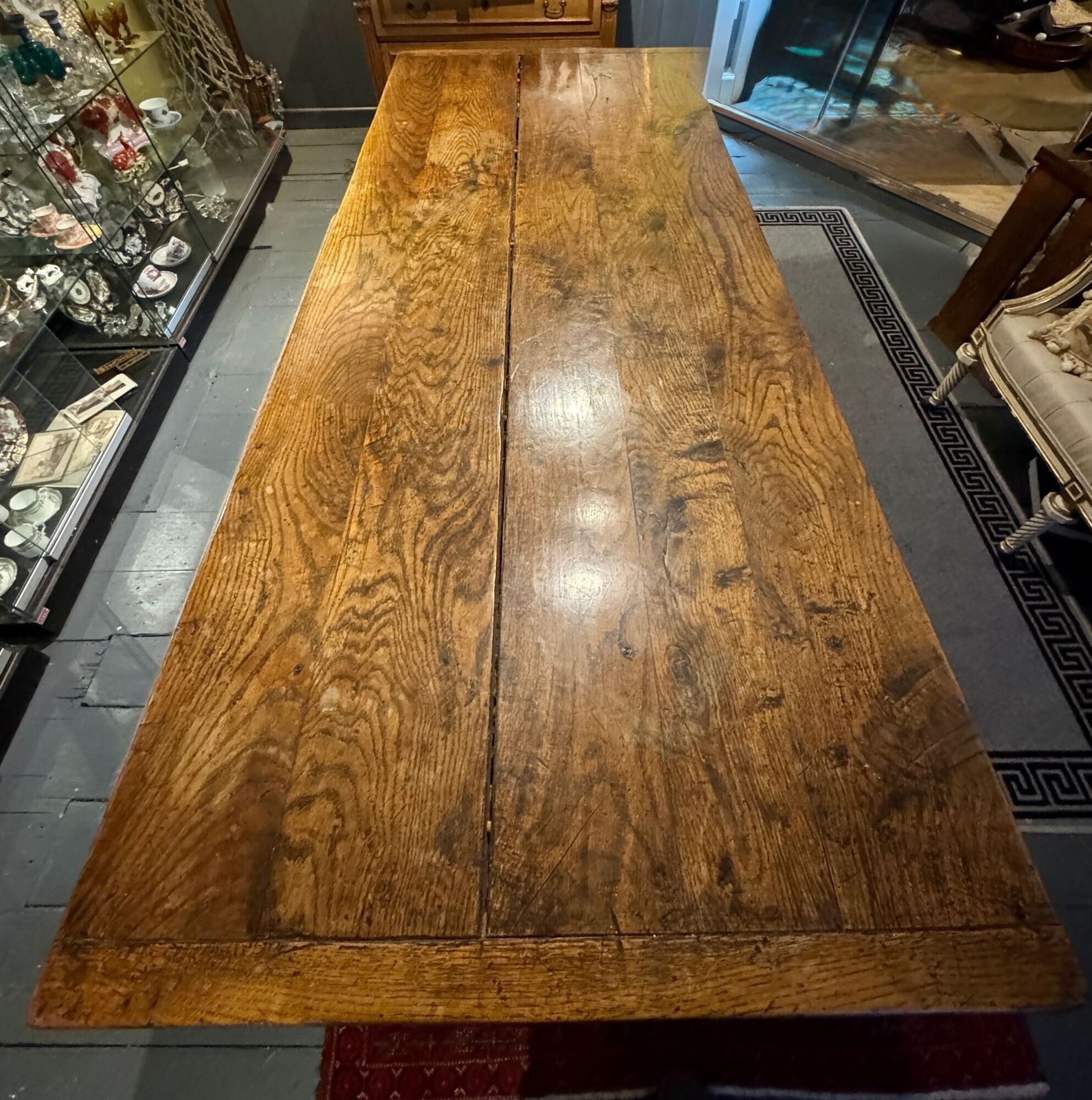 photo for sale Antique Plank Top Oak Refectory Table In Elizabethan Style