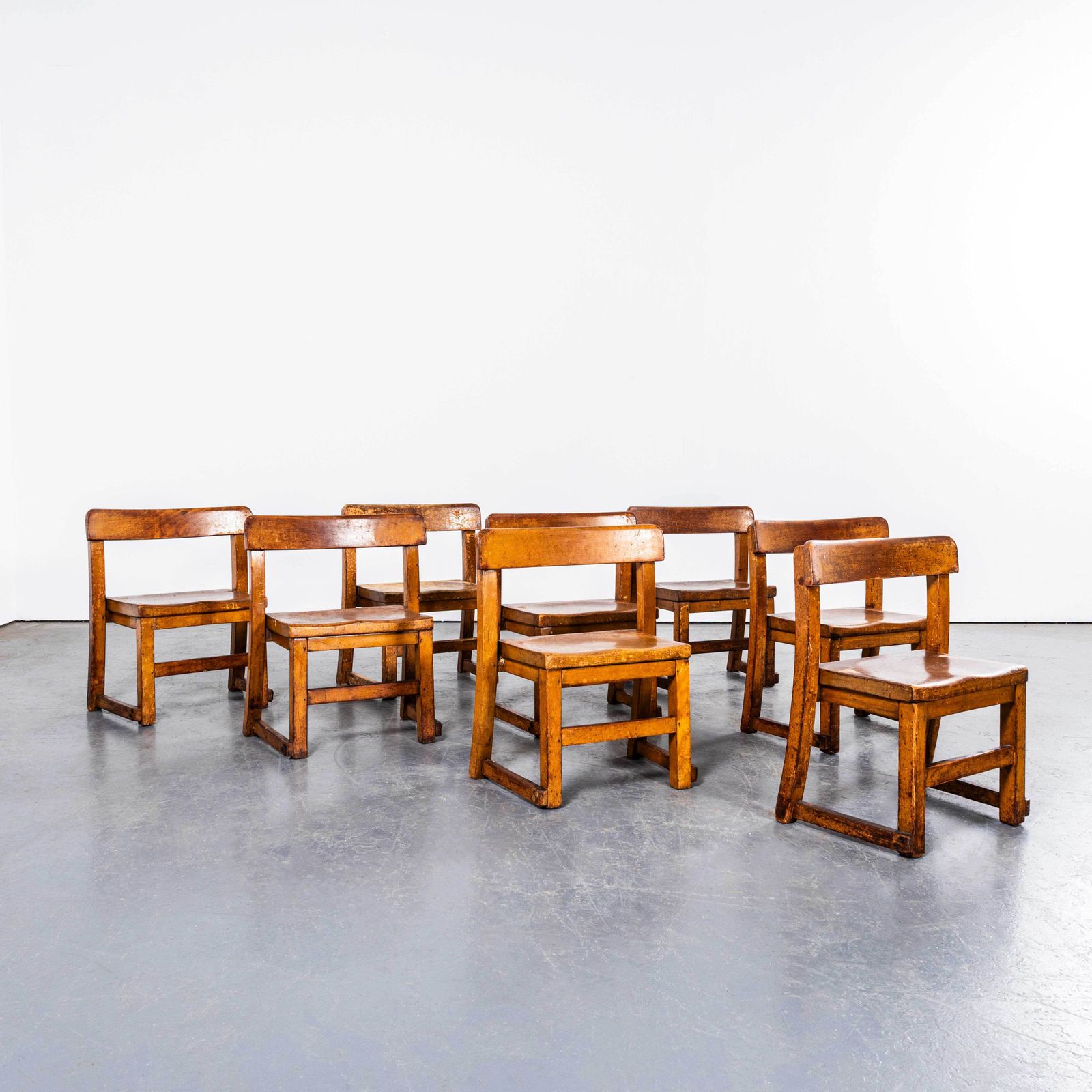 1920's English Children's Stacking School Hall Chairs   Set Of Four photo furniture