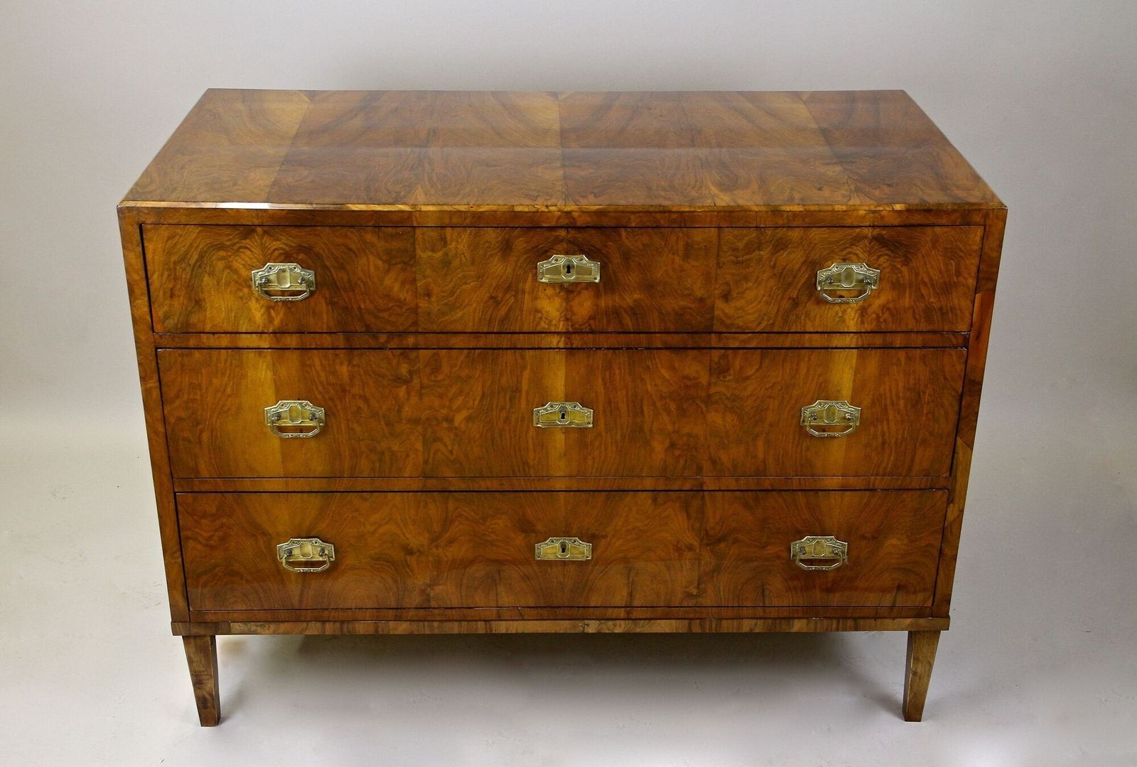 Furniture 19th Century Biedermeier Nutwood Chest Of Drawers/ Secretaire Desk, At Ca. 1840 photo