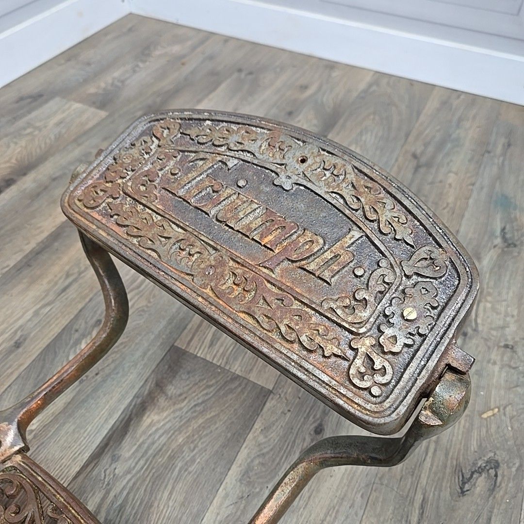 Furniture Antique Triumph Barbers Chair Cast Iron & Cane Display Tattoo Barber photo