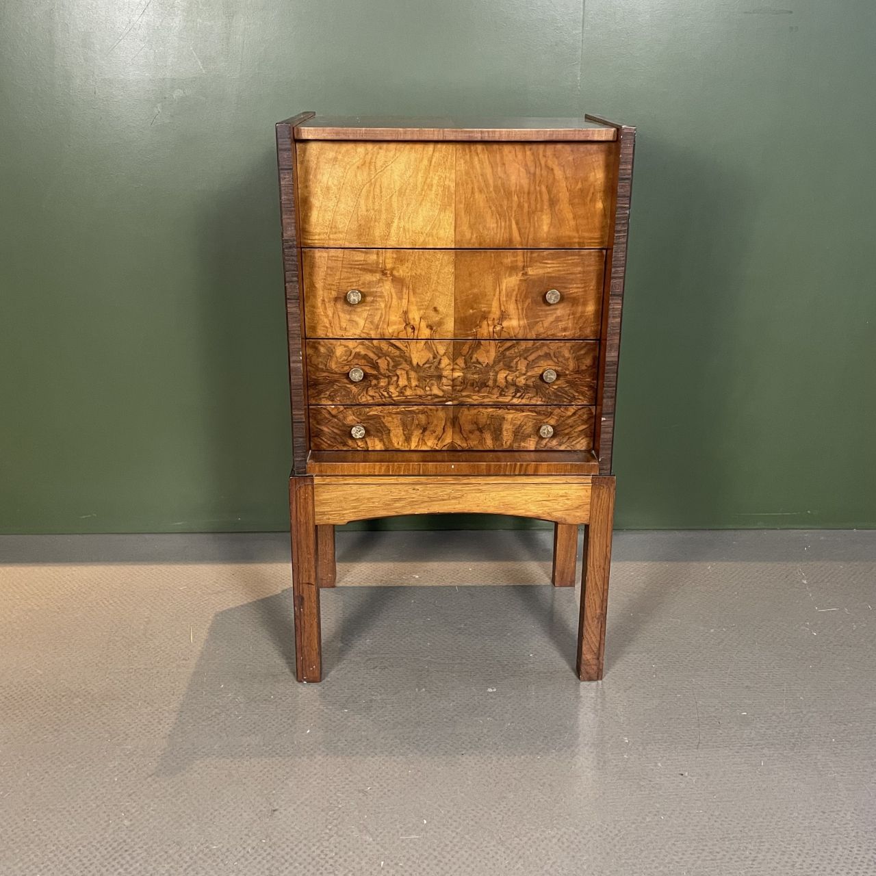 Art Deco Burr Tallboy Cabinet, 1930s photo furniture