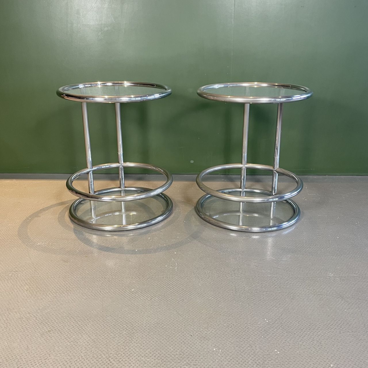 Pair Of 1970s Glass And Chrome Coffee Tables