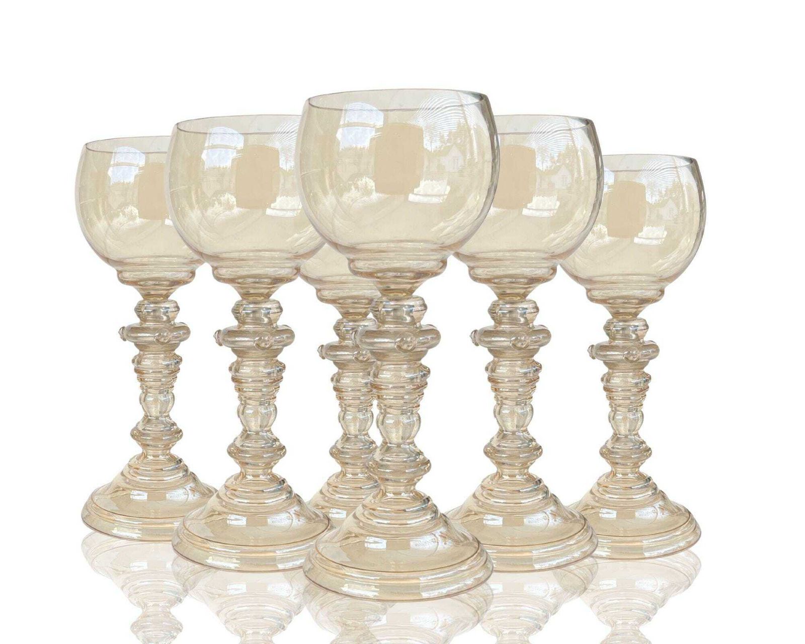 Hollow Stem Goblet Glass | 6pcs | Pearlmutt Theresienthal | Weird!