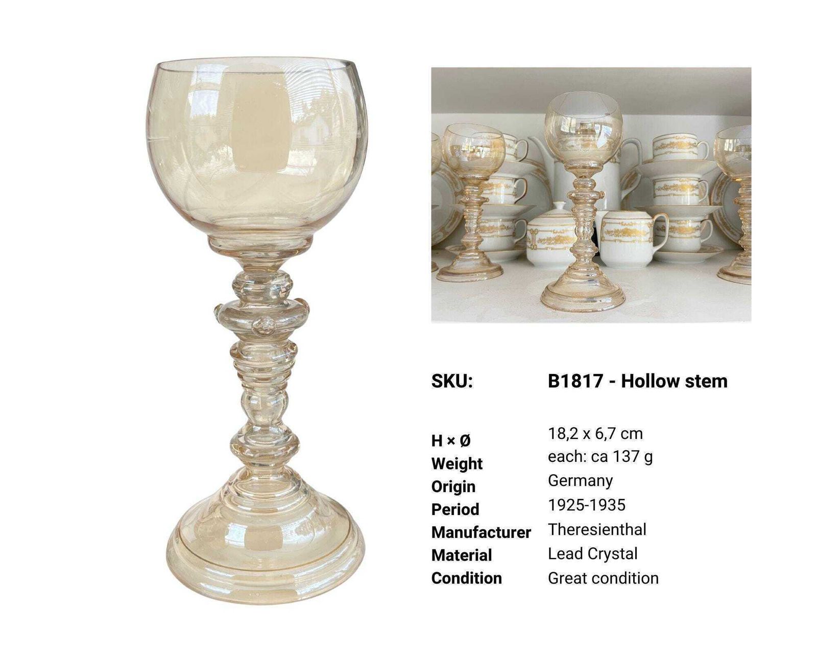 photo furniture Hollow Stem Goblet Glass | 6pcs | Pearlmutt Theresienthal | Weird!