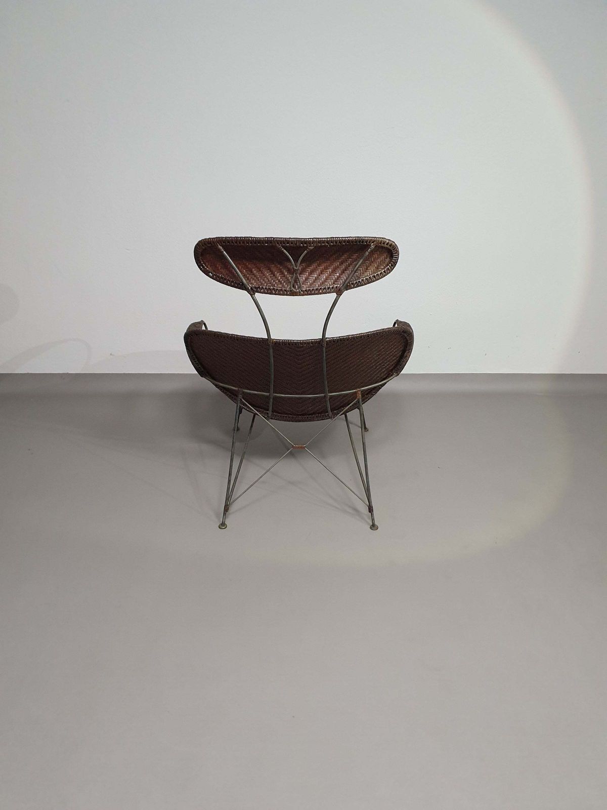 Brown Rattan And Metal Lounge Chair By Yuzuru Yamakawa, 1980s photo Furniture