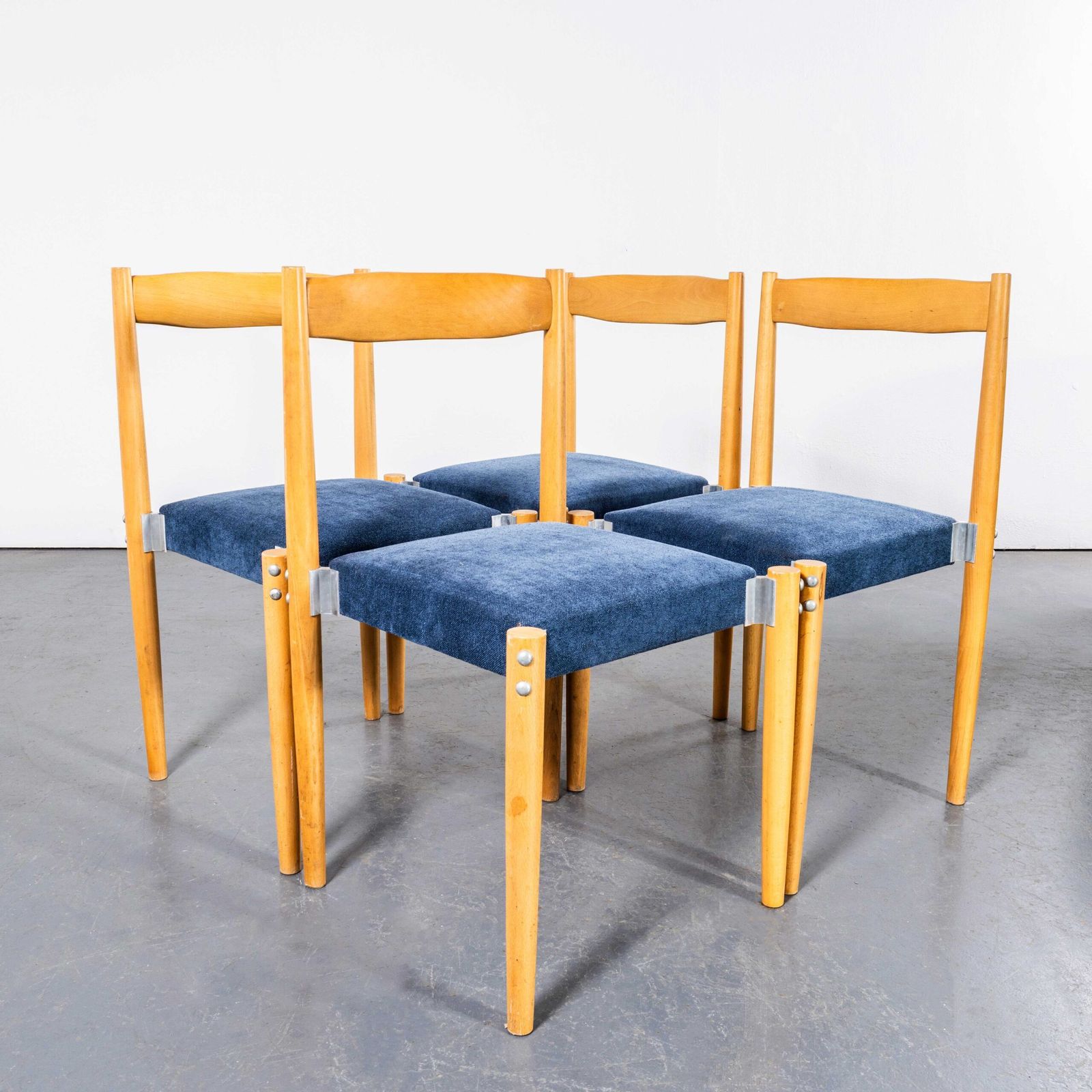 1980’s Blue Upholstered Contemporary Dining Chairs – Set Of Four photo 429.0