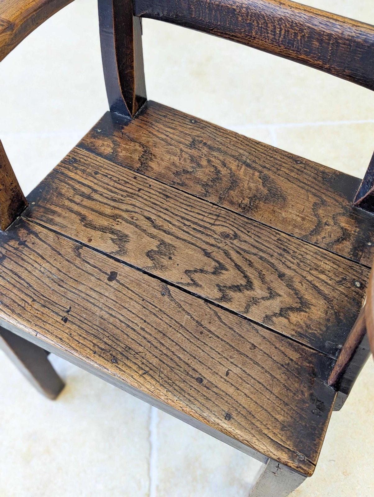 Furniture Antique Georgian Oak Vernacular Armchair C.1800 photo
