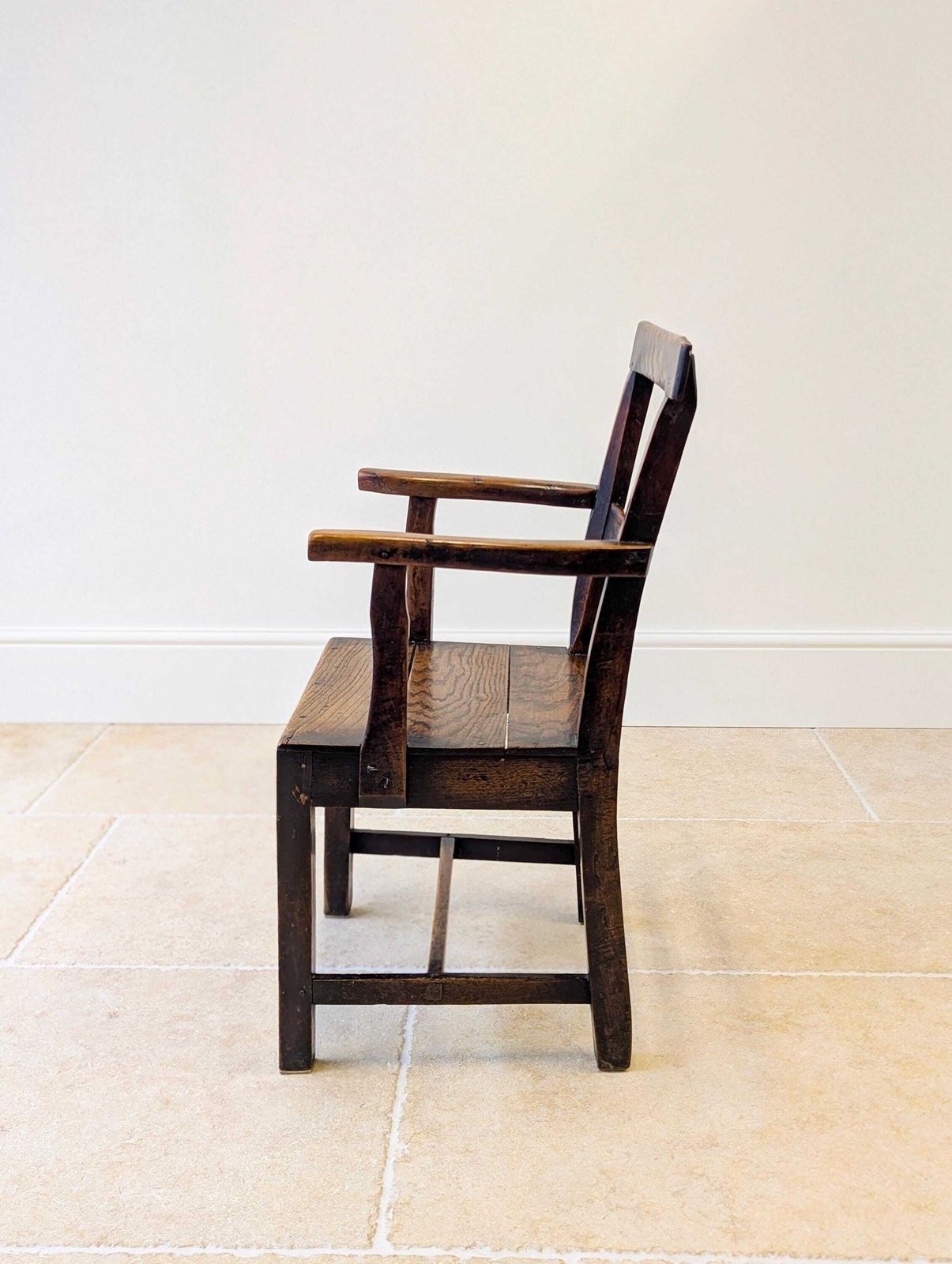 585.0 Antique Georgian Oak Vernacular Armchair C.1800 photo