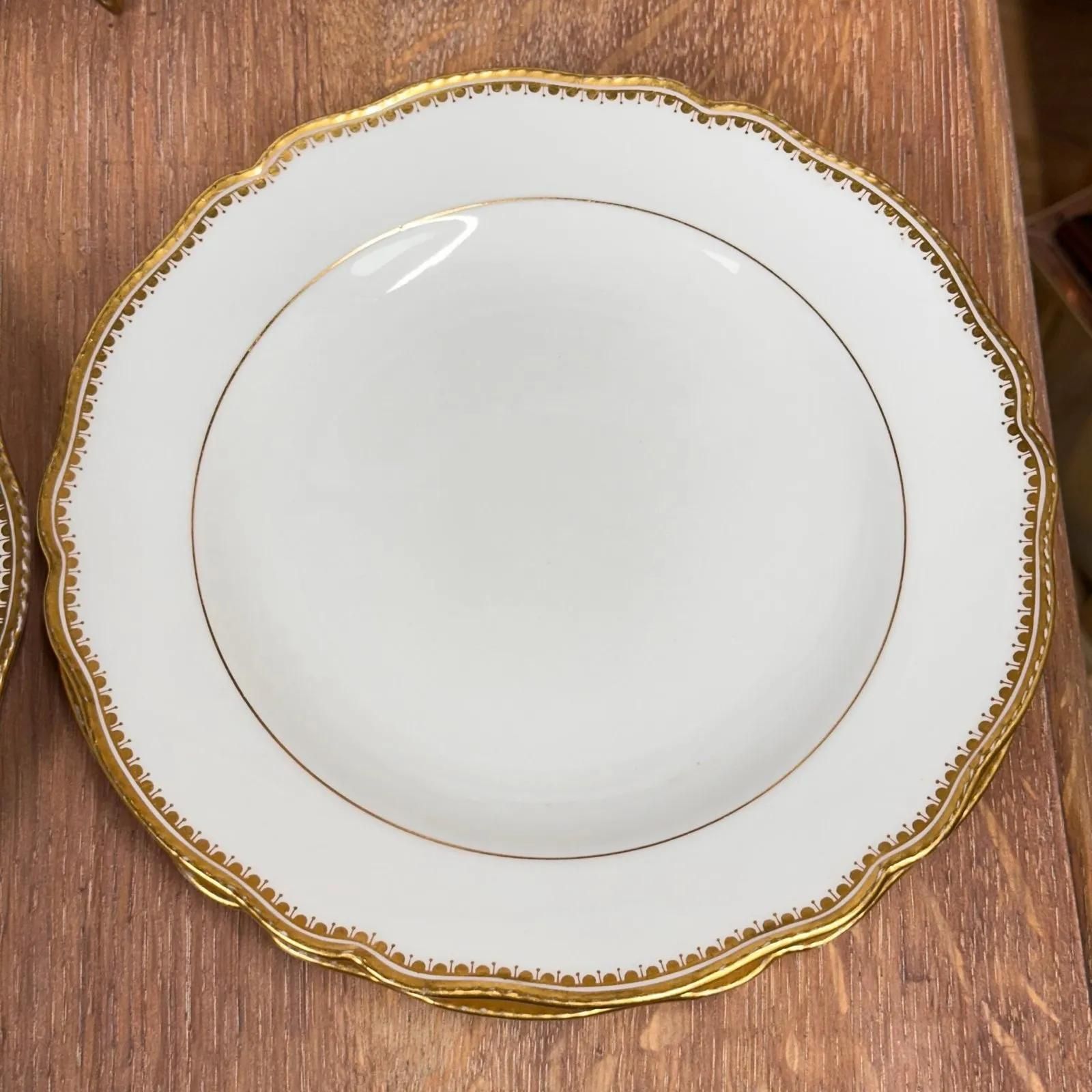 photo furniture Set Of 4 Antique Spode Copeland Plates Gold Gilt Rim Waring & Gillow London