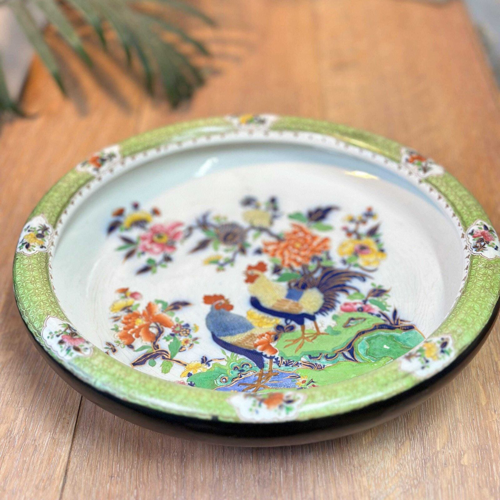 W&R Carlton Ware Cock Peony Bowl 31cm | 1920s Art Deco Chinoiserie Lustre Centrepiece photo furniture