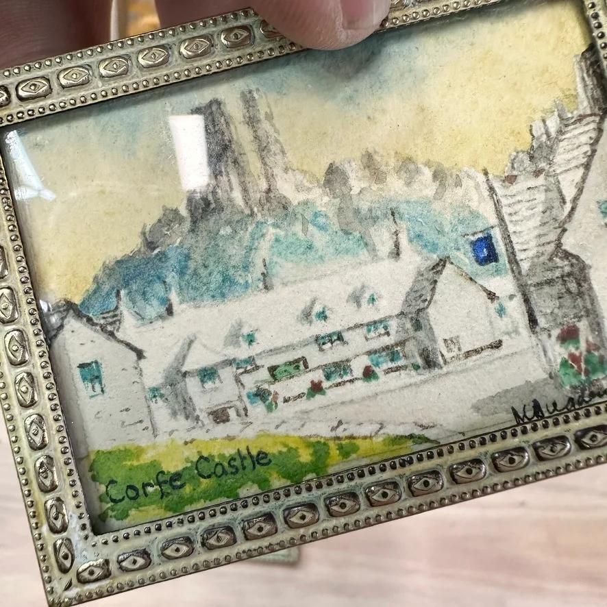 55.0 7x Vintage Miniature Art Lot Butterfly Wing Limoges Needlepoint Eclectic Gallery photo