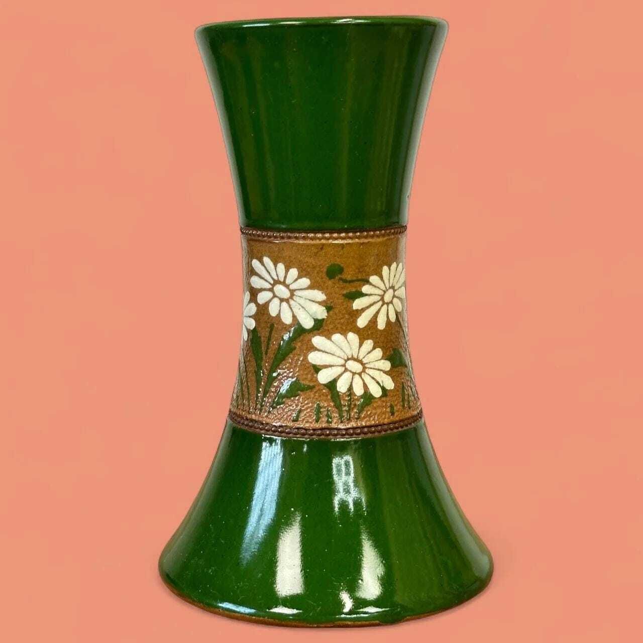 Langley Mill Lovatt’s Art Nouveau Daisy Green Ceramic Vase