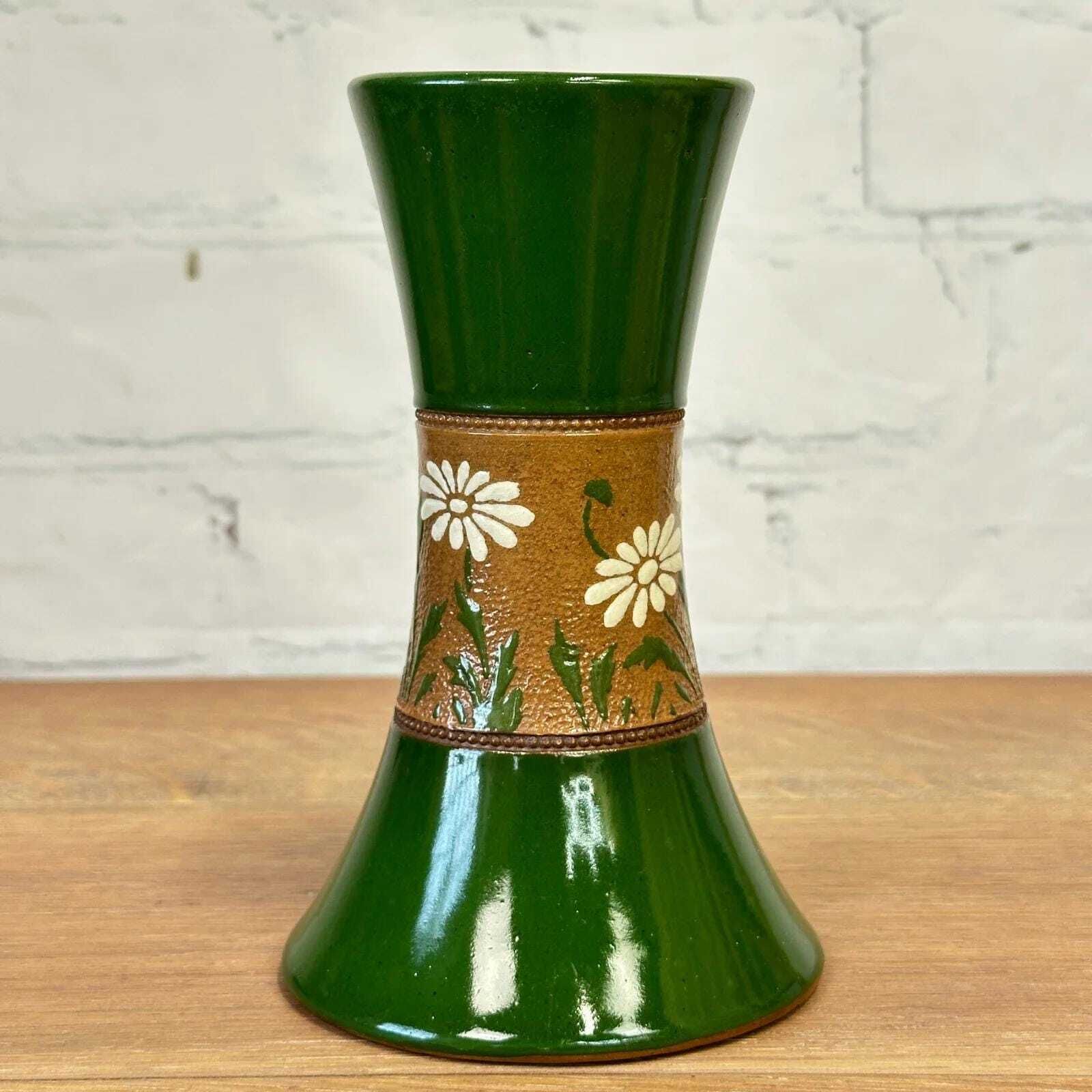 Langley Mill Lovatt’s Art Nouveau Daisy Green Ceramic Vase photo Home Decor