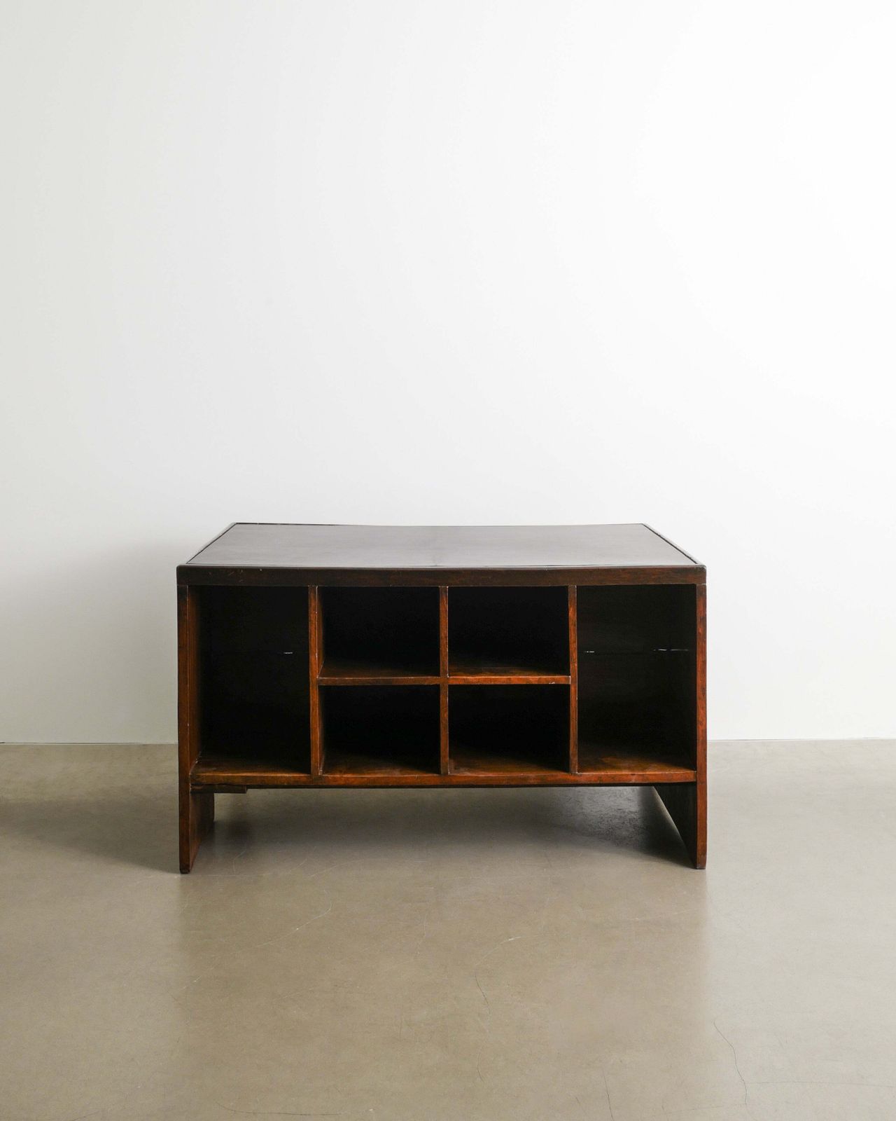 French Mid Century Wooden "Pigeon Hole" Desk In Teak Leather By Pierre Jeanneret For Chandigarh, India 1950s photo furniture