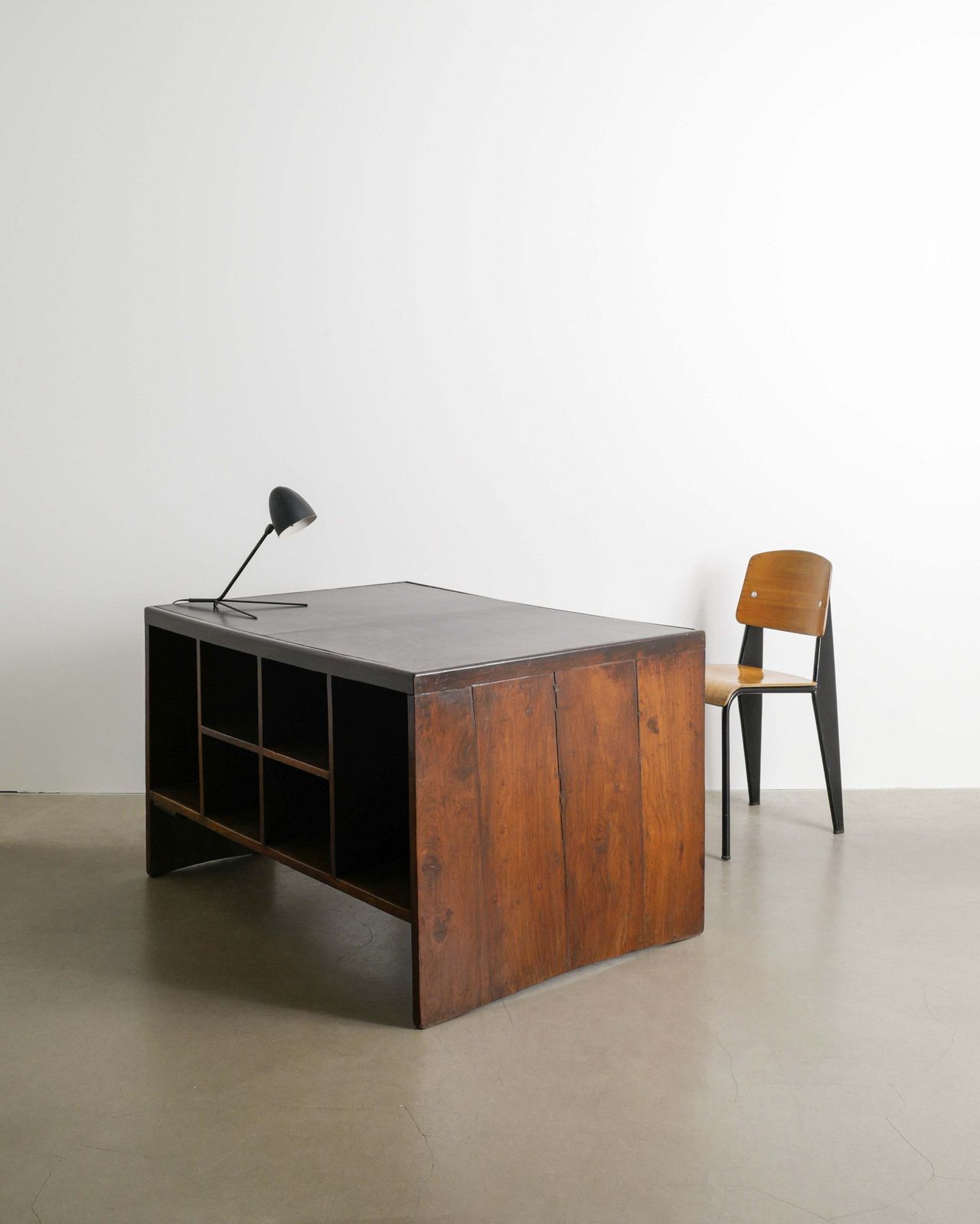 French Mid Century Wooden "Pigeon Hole" Desk In Teak Leather By Pierre Jeanneret For Chandigarh, India 1950s photo Furniture