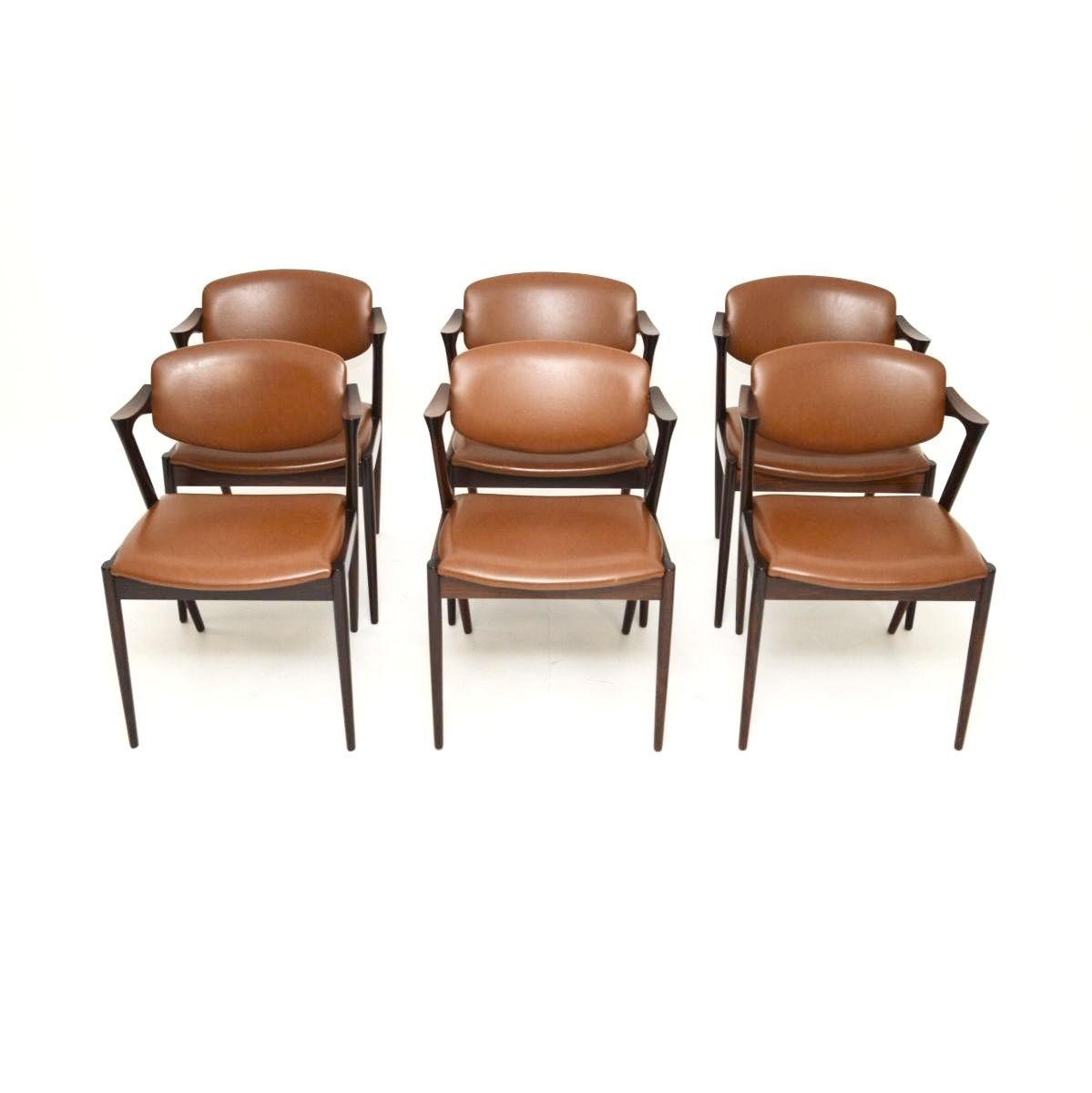 Set Of Six Danish Vintage Rosewood Model 42 Dining Chairs By Kai Kristiansen photo vintage