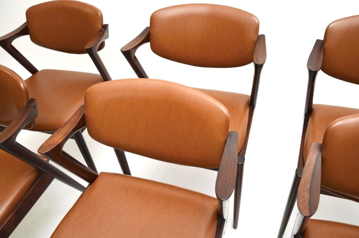 photo for sale Set Of Six Danish Vintage Rosewood Model 42 Dining Chairs By Kai Kristiansen