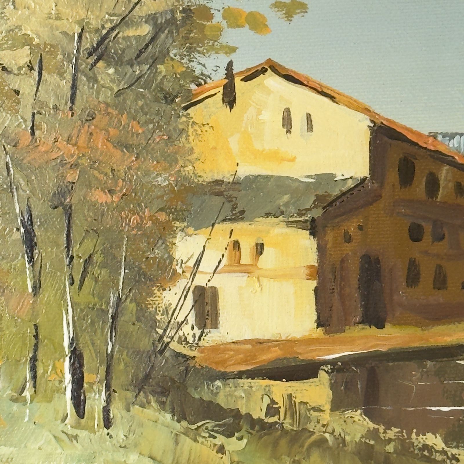 photo for sale Original Landscape Oil Painting, Italy 1960s, Signed, Framed